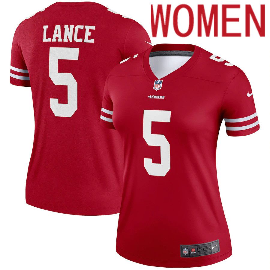 Women San Francisco 49ers 5 Trey Lance Nike Scarlet Legend NFL Jersey